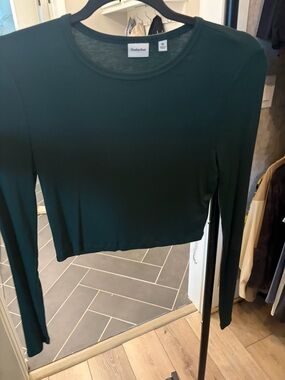 Sunday Best Deep Green Long Sleeve Crop Top